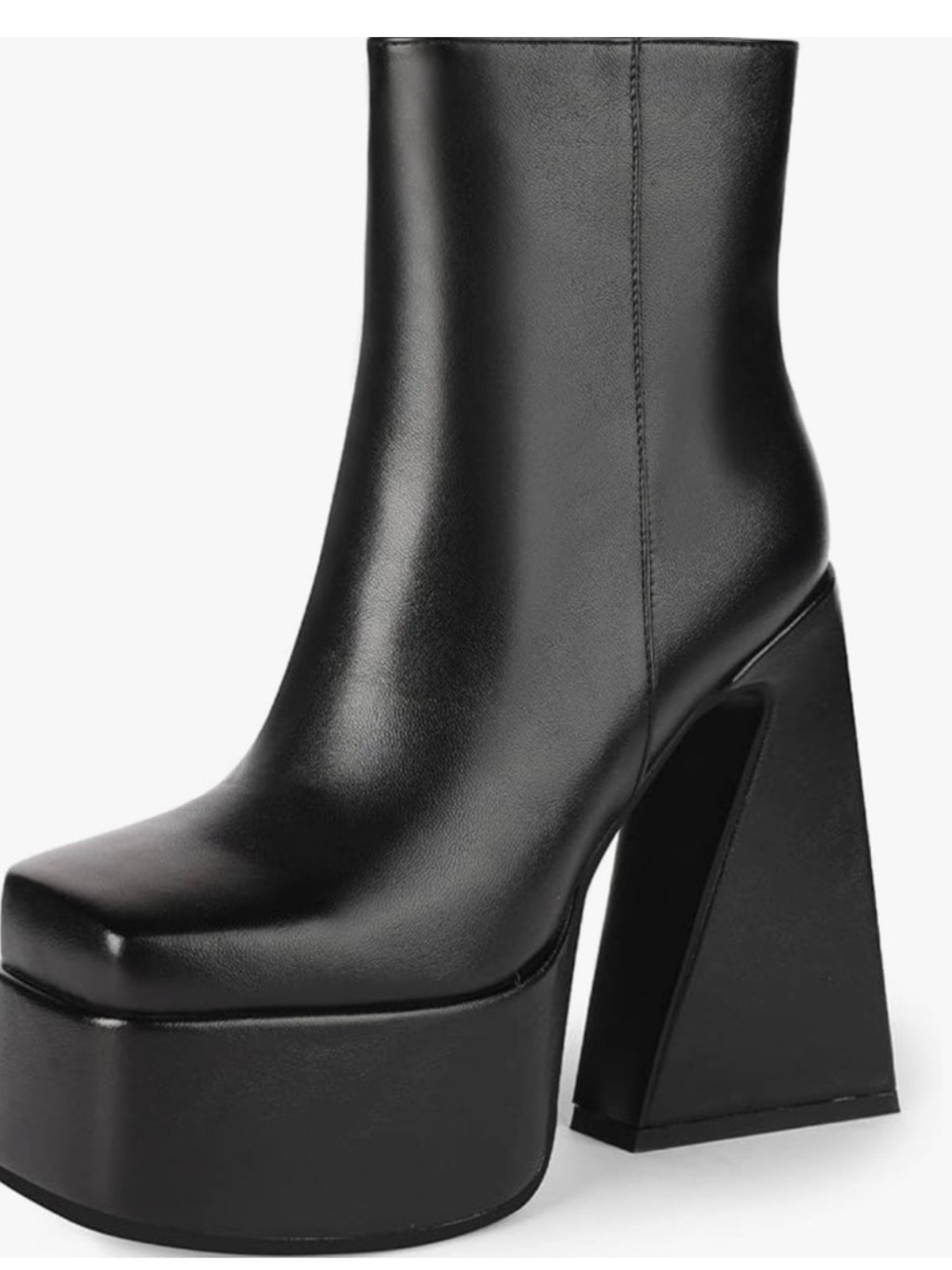 Sleek Black Platform Heel Boots - Women's